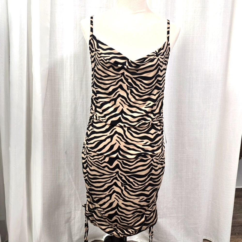2/$30 90s Y2K‎ Zebra Print Spaghetti Strap Dress Size L Sexy Date Night Bodycon
